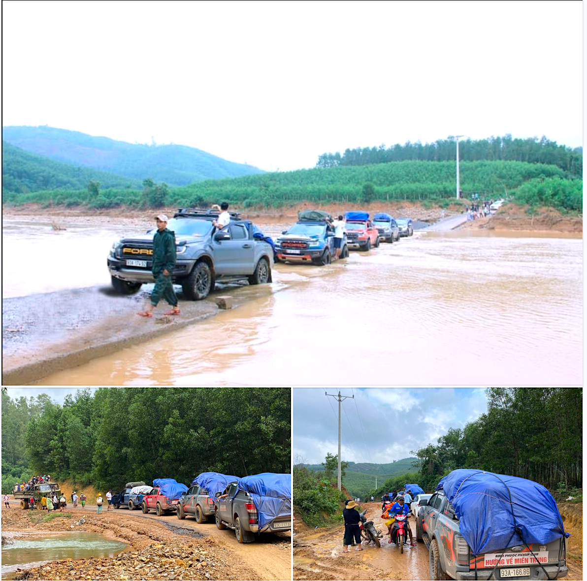 Bình Phước Pickup vượt quãng đường xa, đến tận vùng lũ để hỗ trợ người dân Quảng Trị